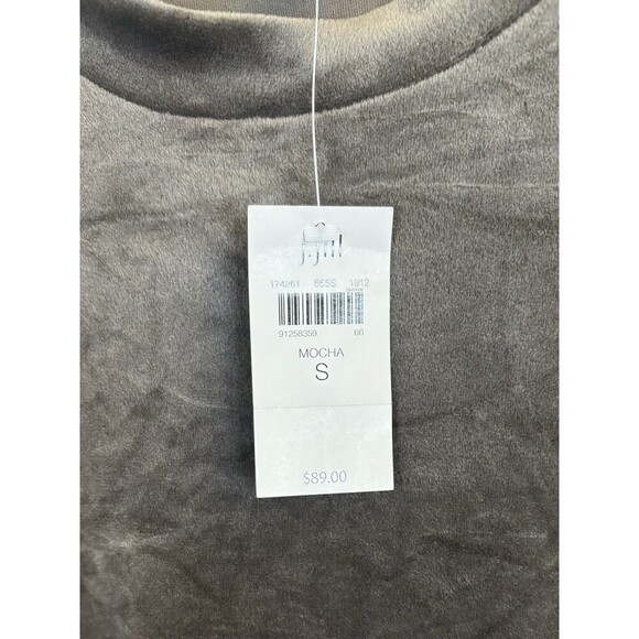 J JILL Mocha Dipped Hem Crushed Velour Dress Women Small Velvet Pockets Winter - Picture 4 of 13